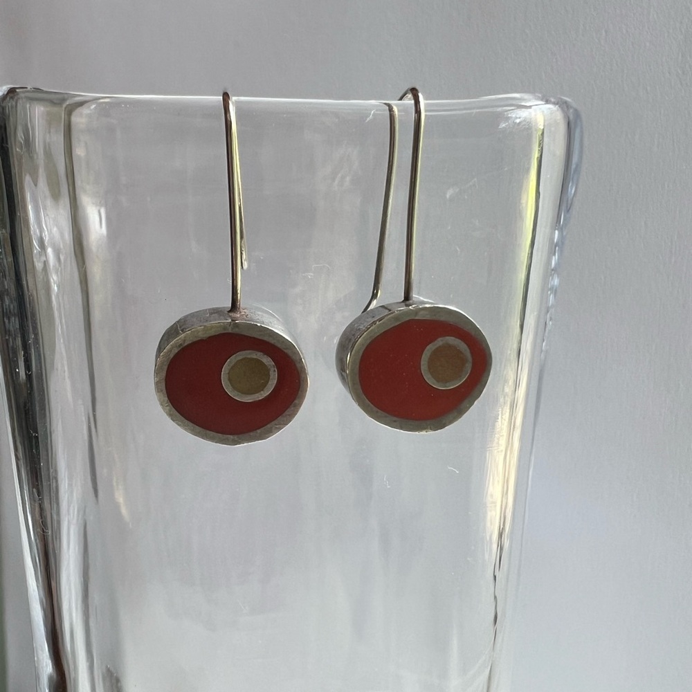 Silver and red earrings